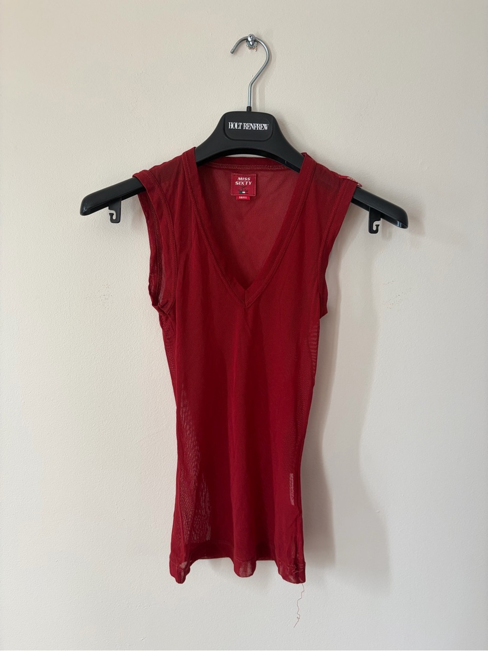 Miss Sixty Red Mesh V-Neck Tank Top